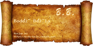Bodó Béla névjegykártya