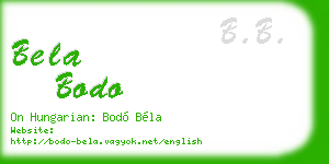 bela bodo business card